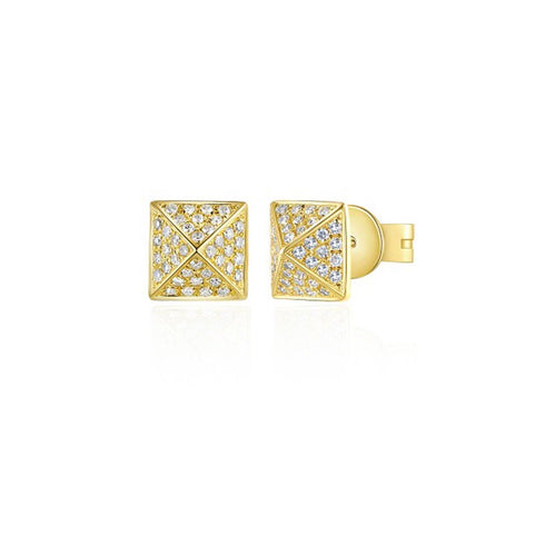 Small Pave Pyramid Stud Earring - 1